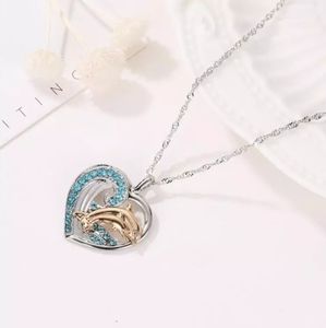 Trendy Dolphin Heart Rhinestone Necklaces Women St